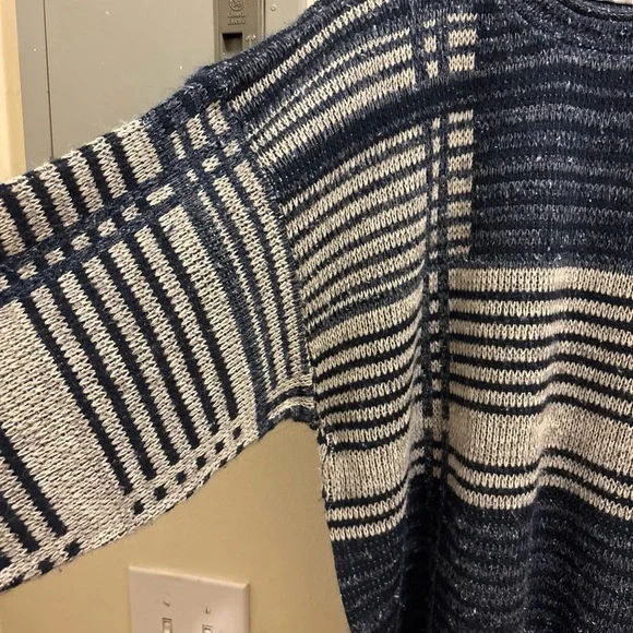 Vintage New Era Navy and White Striped Men's Crewneck Sweater size XL - Picture 3 of 6